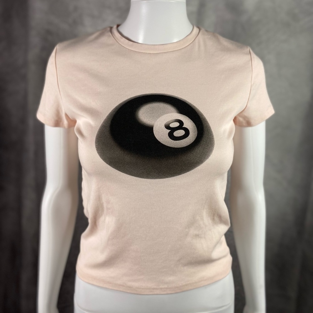 Edikted Pink Baby Doll T With Black 8 Ball
